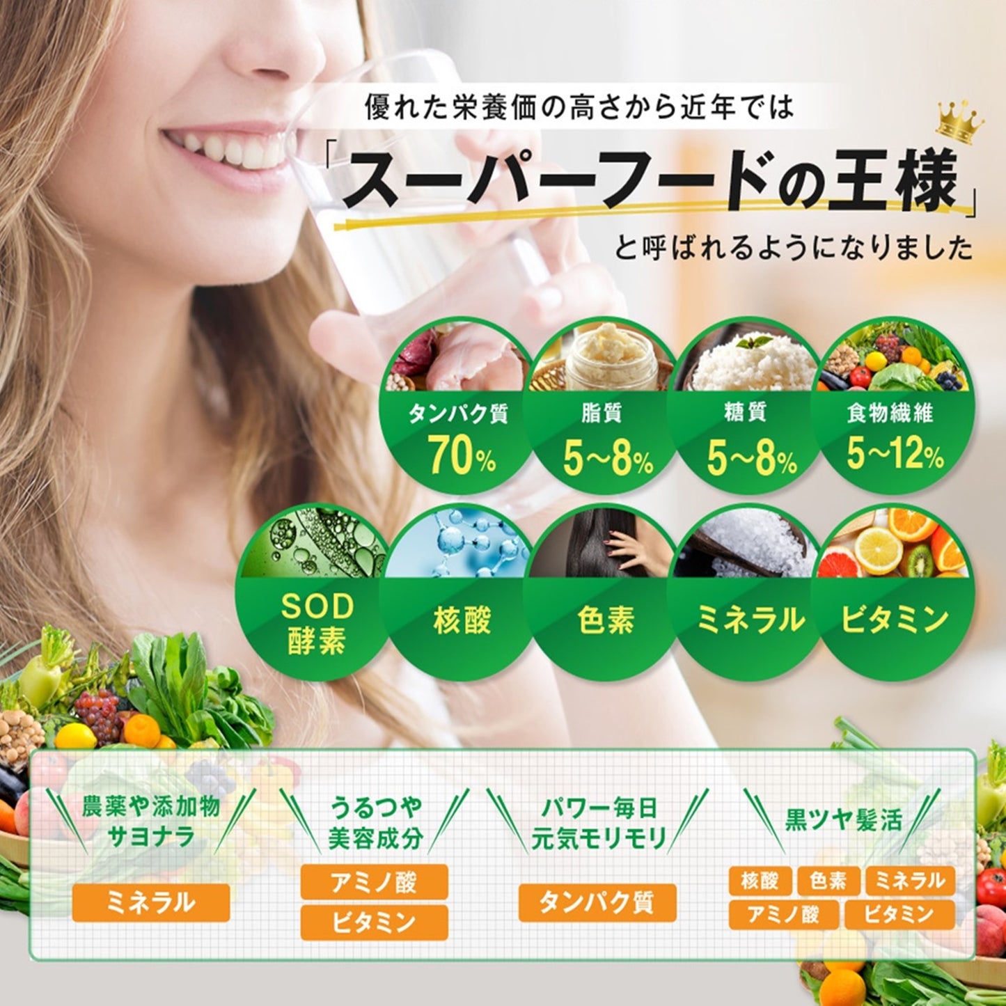 【 キングスピルリナex 1か月分 500粒 】無農薬スピルリナ100%使用 TQF認証