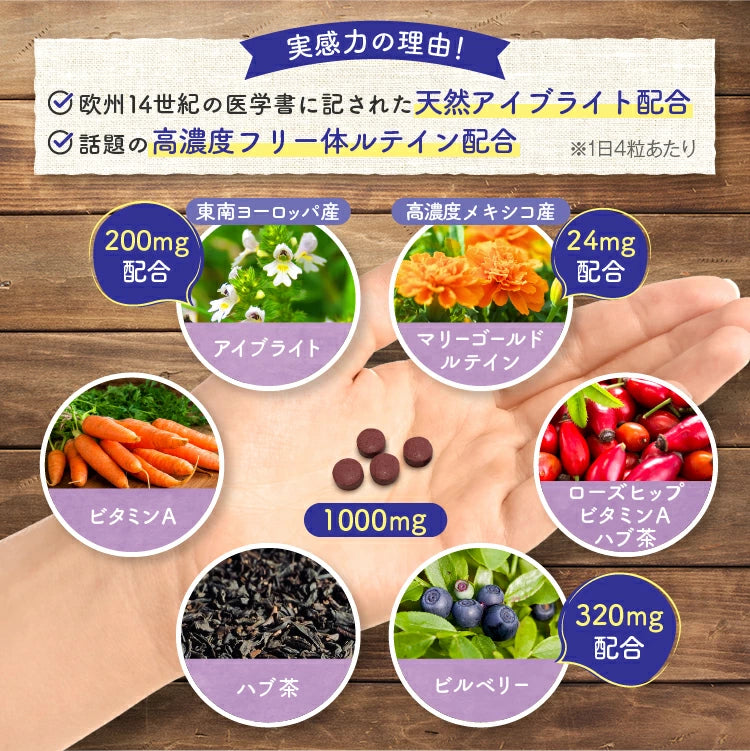 【 ビルベリー美アイケア 120粒1か月分 】野草 無農薬ビルベリー使用 天然ビルベリー&ルテイン スウェーデン産